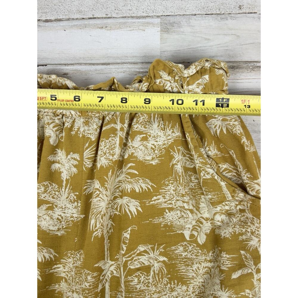 American Eagle Womens Pull On Pants Size S Mustard Yellow Palm Tree Print Wide L - Picture 7 of 9